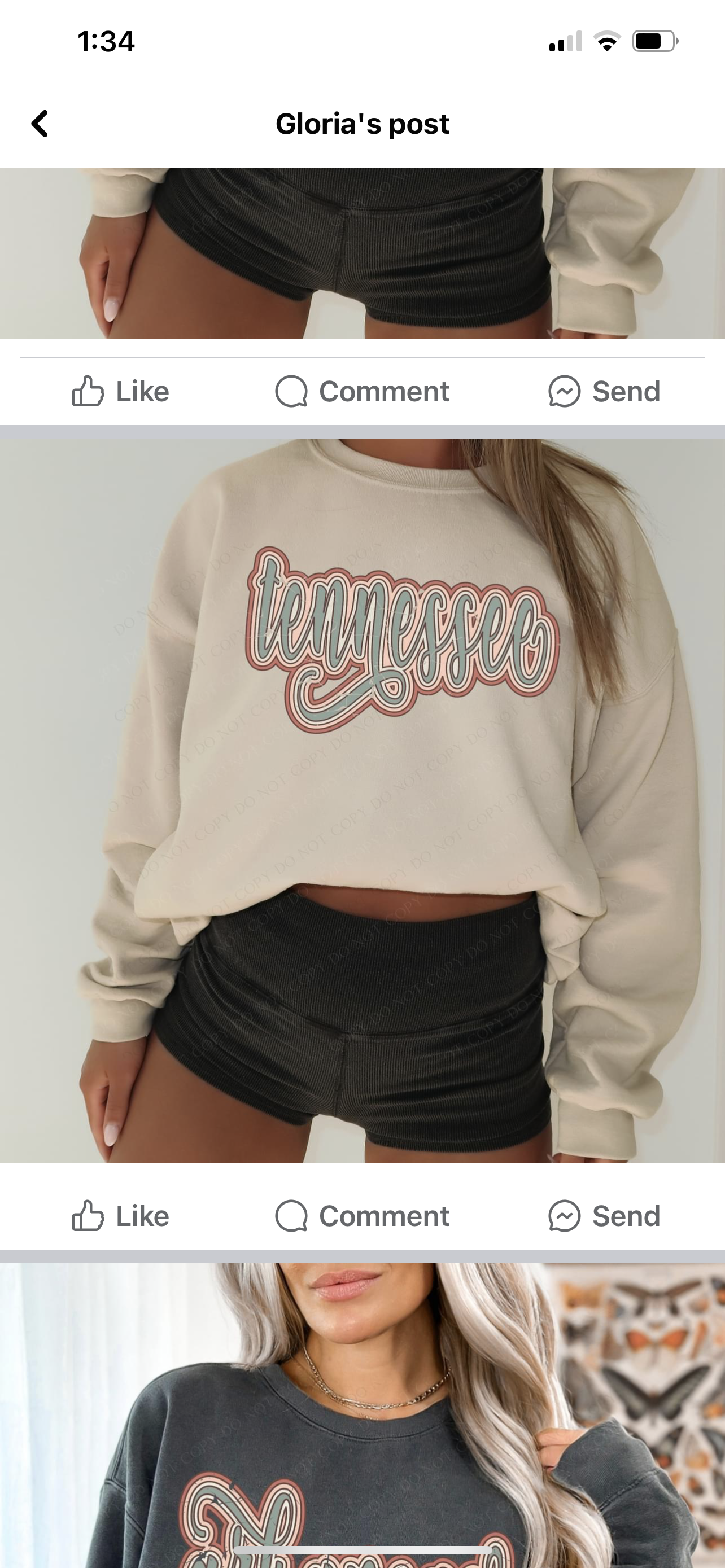 Tennessee Boho Scroll Stacked Distressed Crewneck