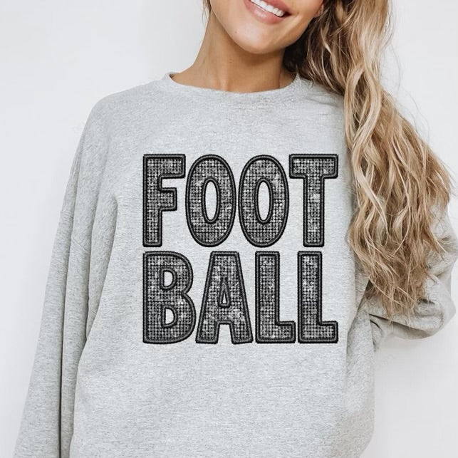 Football Diamond Bling Faux Embroidery Crewneck